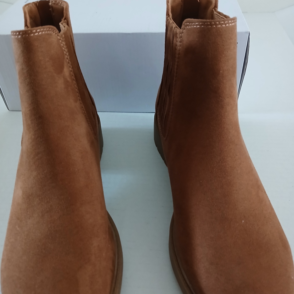 Esprit Tan Suede Ankle Booties Size 7.5 M Shania - Picture 9 of 11
